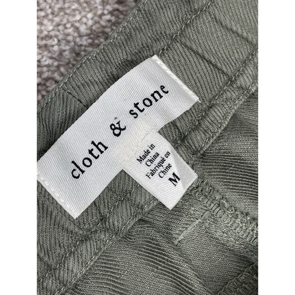 Coastal Gorpcore Cloth & Stone cargo Mini Skirt Sz M Linen Belted Tie Frayed Hem - Picture 4 of 12